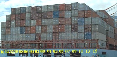 Пронумерованный ряд на секции со стороны кормы корабля Пронумерованный ряд на секции со стороны кормы корабля